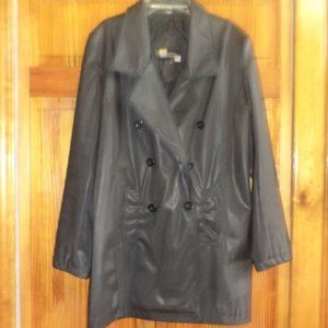 MILETTA black fitted double breasted polyvinyl jacket sz M woman